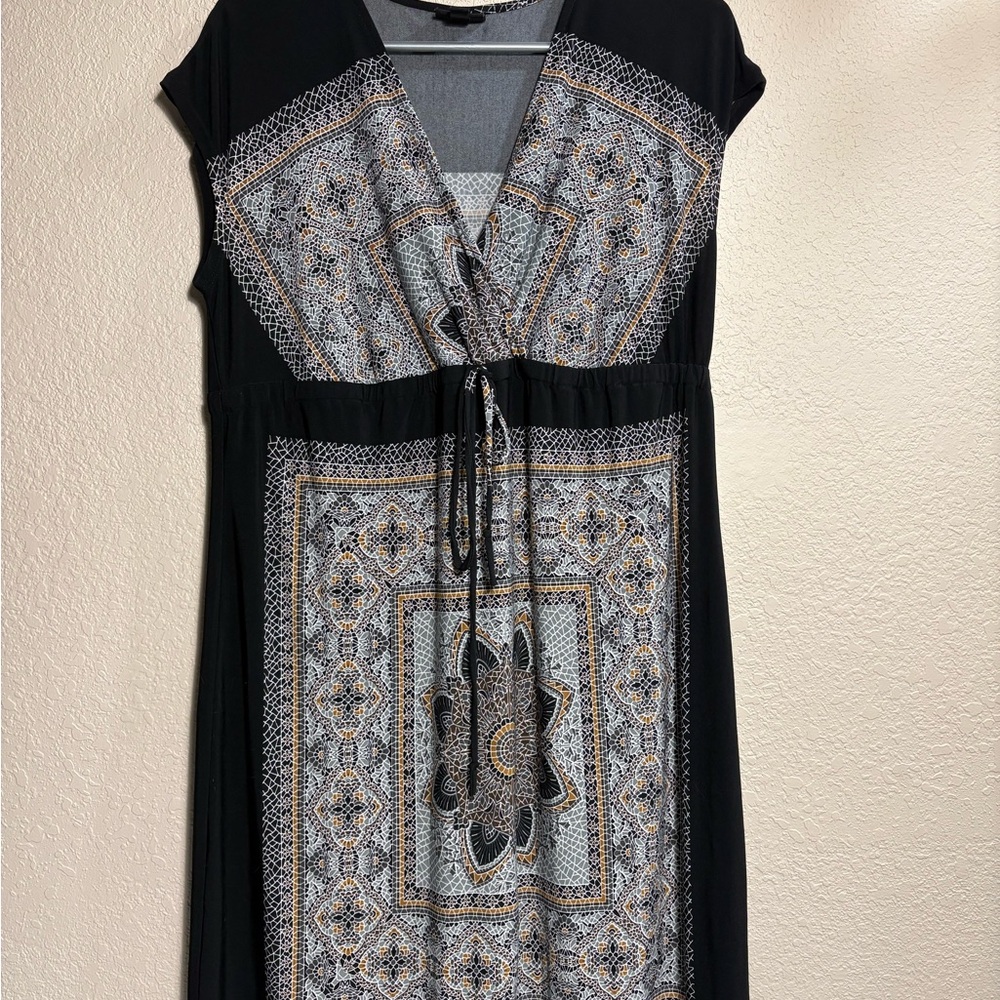 Enfocus Studio Boho Black Gray Maxi Dress